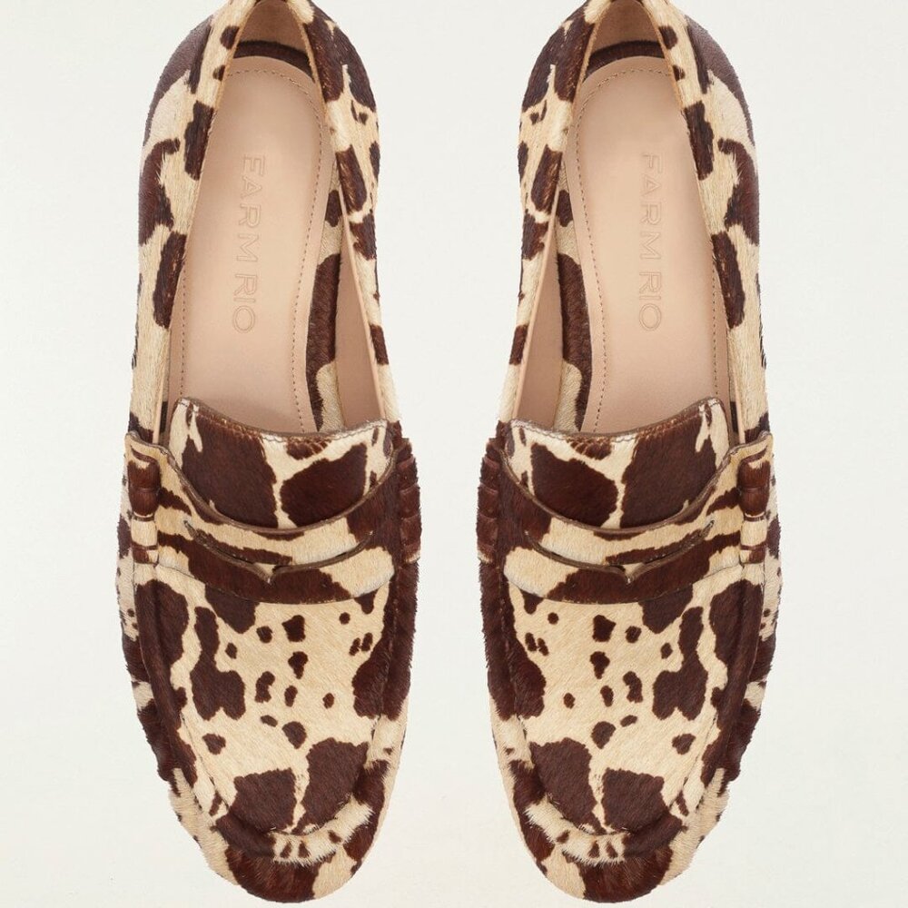 NWB FARM Rio Animal Print Heeled Maximalist Preppy Coastal Cowgirl Loafer 10 - Picture 3 of 14